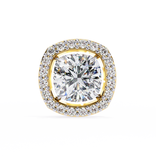 Cushion Square 14k Gold Diamond Earring Yellow Gold