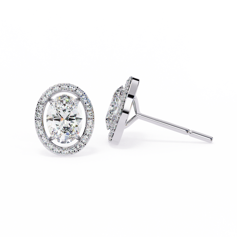 Oval Round 0.97ct Diamond Earrings White Gold