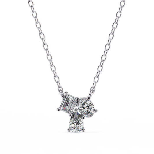 Mixed Cuts Diamond Pendant White Gold