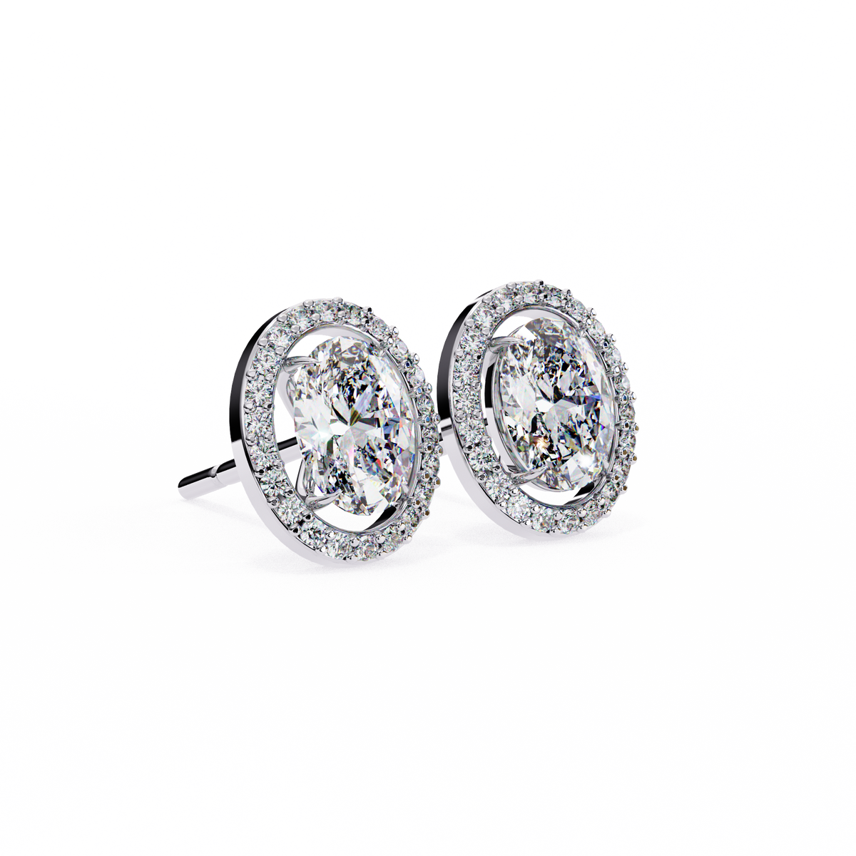 Oval Round 0.97ct Diamond Earrings White Gold
