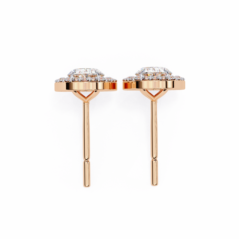 Oval Round 0.97ct Diamond Earrings Rose Gold