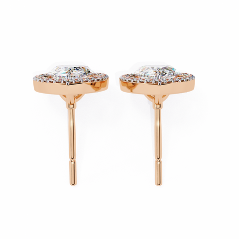 White Pear Diamond 14k Gold Earrings Rose Gold