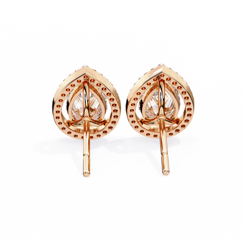 White Pear Diamond 14k Gold Earrings Rose Gold