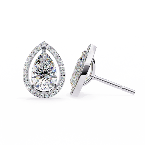 White Pear Diamond 14k Gold Earrings White Gold