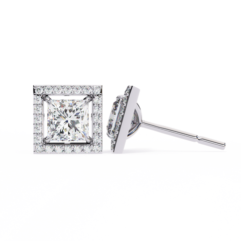 Princess cuboid Diamond Earring White Gold