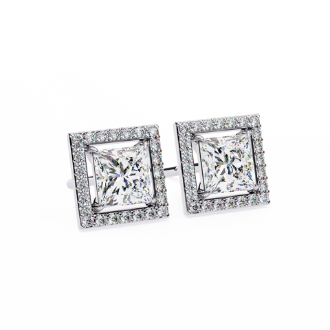 Princess cuboid Diamond Earring White Gold