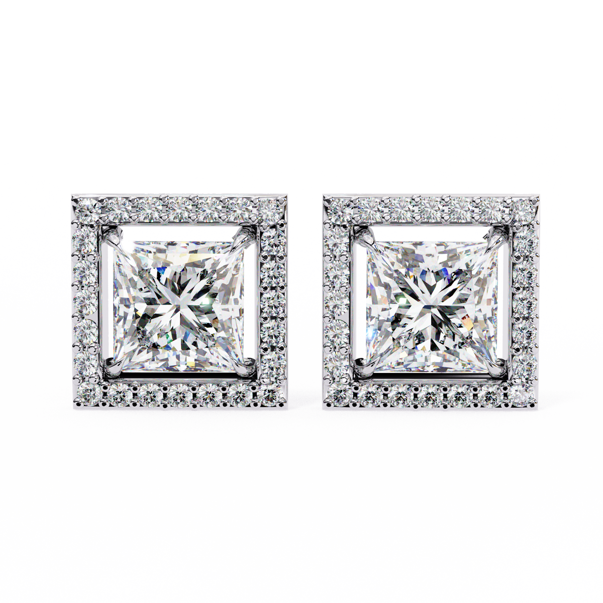 Princess cuboid Diamond Earring White Gold