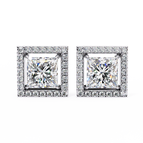 Princess cuboid Diamond Earring White Gold