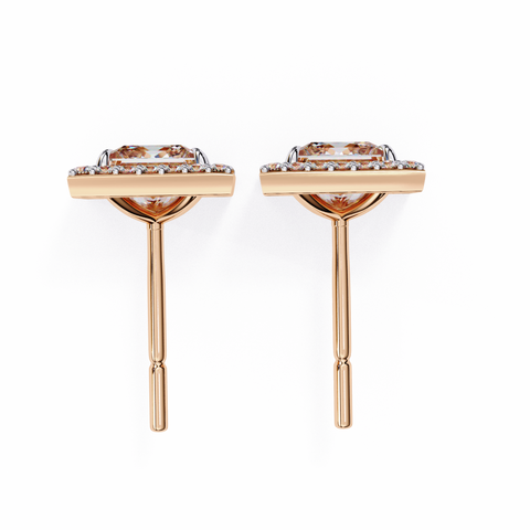 Princess cuboid Diamond Earring Rose Gold