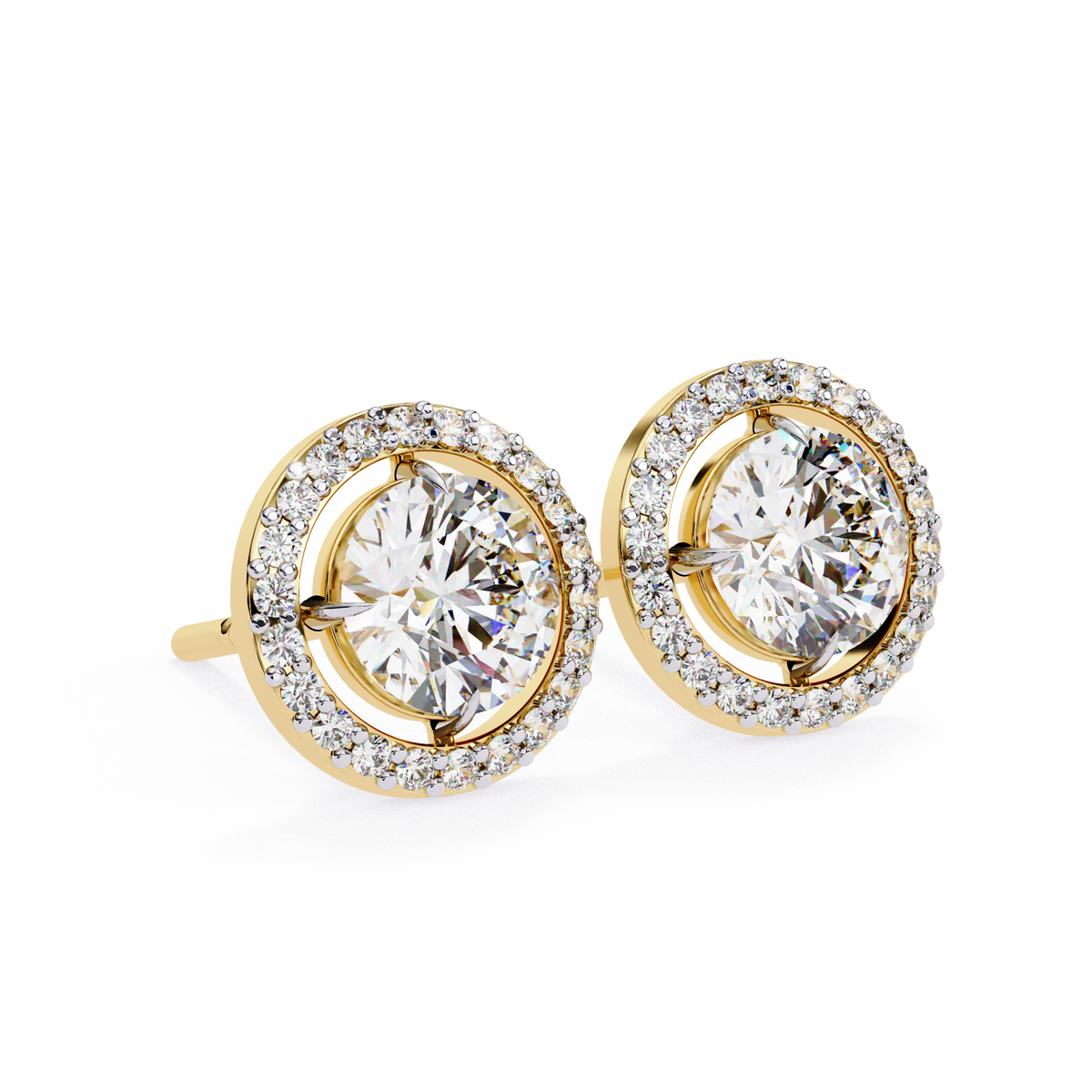 Round 0.92ct Diamond Earrings Yellow Gold