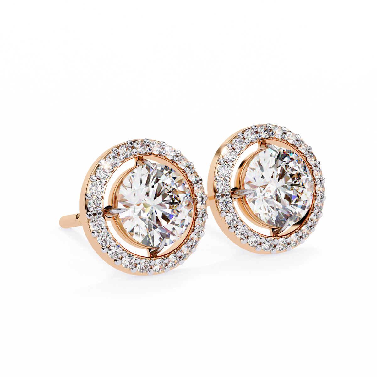 Round 0.92ct Diamond Earrings Rose Gold