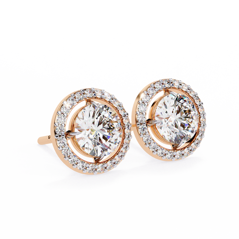 Round 0.92ct Diamond Earrings Rose Gold