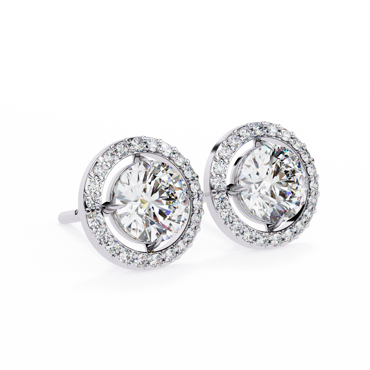 Round 0.92ct Diamond Earrings White Gold