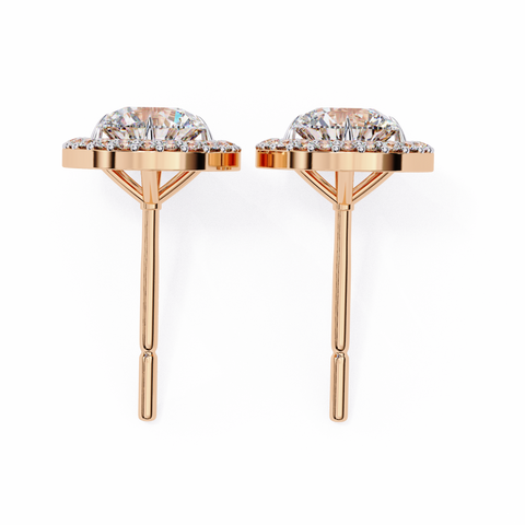 Round 0.92ct Diamond Earrings Rose Gold