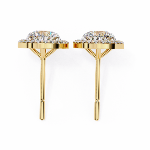 Round 0.92ct Diamond Earrings Yellow Gold