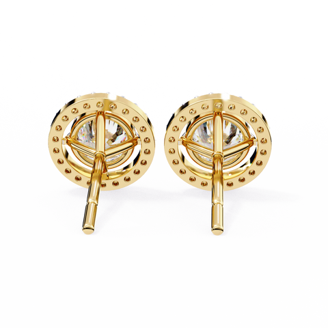 Round 0.92ct Diamond Earrings Yellow Gold