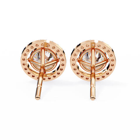 Round 0.92ct Diamond Earrings Rose Gold