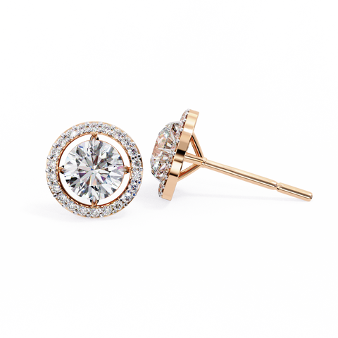 Round 0.92ct Diamond Earrings Rose Gold