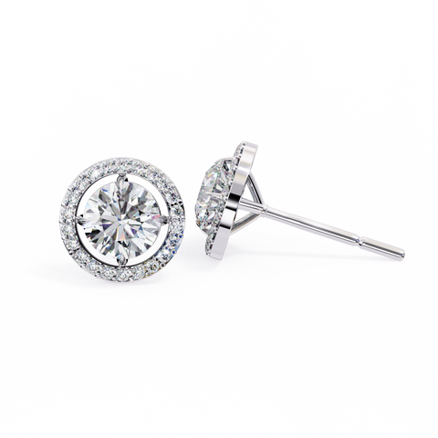 Round 0.92ct Diamond Earrings White Gold