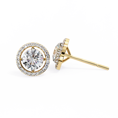 Round 0.92ct Diamond Earrings Yellow Gold