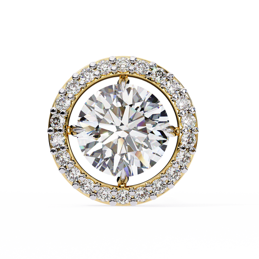Round 0.92ct Diamond Earrings Yellow Gold