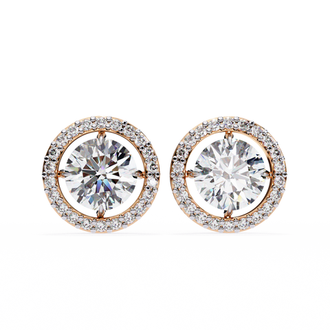 Round 0.92ct Diamond Earrings Rose Gold