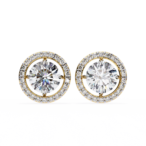 Round 0.92ct Diamond Earrings Yellow Gold