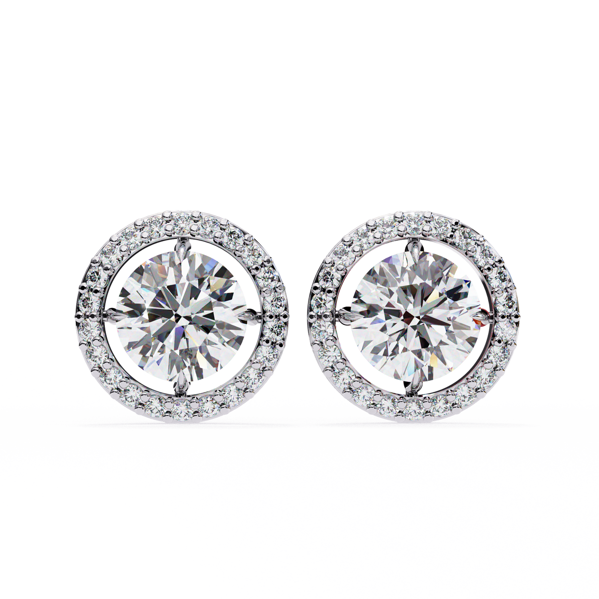 Party Wear Halo Design Round Diamond Earring