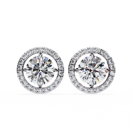 Round 0.92ct Diamond Earrings White Gold