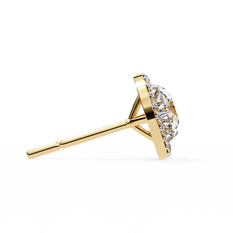 Round 0.92ct Diamond Earrings Yellow Gold