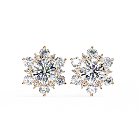 Star Round 1.45ct Diamond Earring Rose Gold