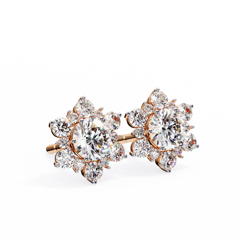 Star Round 1.45ct Diamond Earring Rose Gold