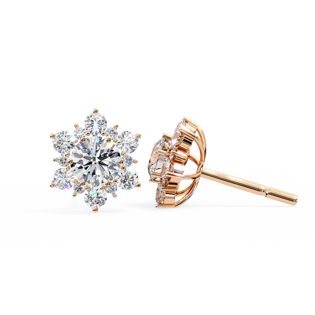 Star Round 1.45ct Diamond Earring Rose Gold