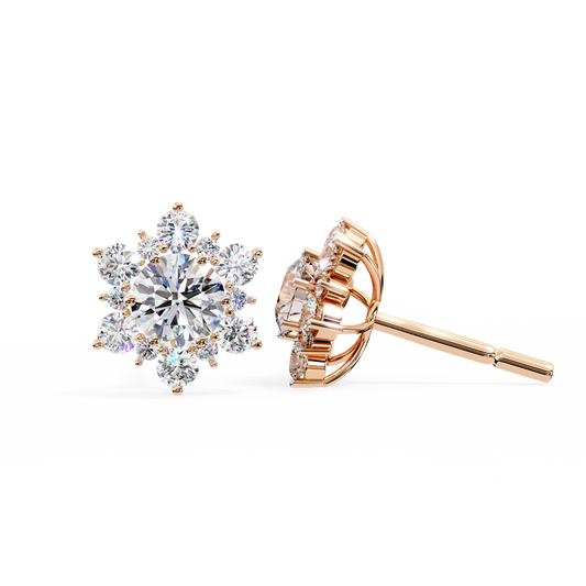 Star Round 1.45ct Diamond Earring Rose Gold