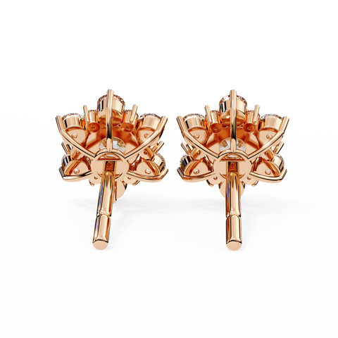 Star Round 1.45ct Diamond Earring Rose Gold