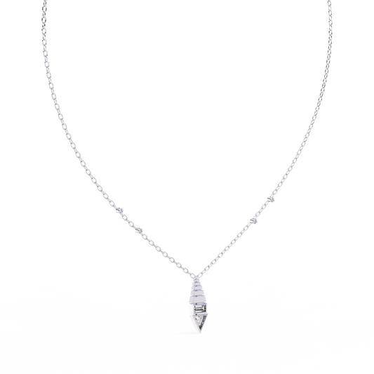 Baguette Cut designer Pendant With Chain White Gold