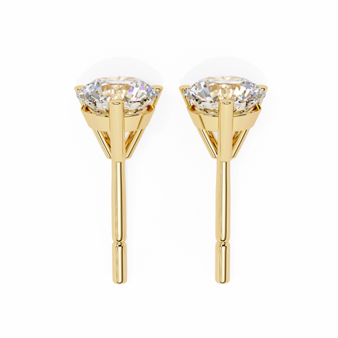 Round 14K Yellow Gold 2.57 CTW Diamond Stud Earrings Yellow Gold