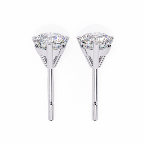 Round 14K Yellow Gold 2.57 CTW Diamond Stud Earrings White Gold