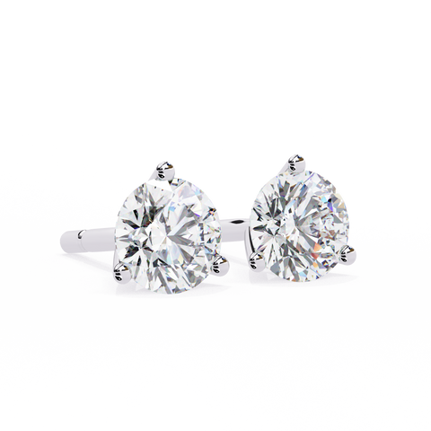 Round 14K Yellow Gold 2.57 CTW Diamond Stud Earrings White Gold