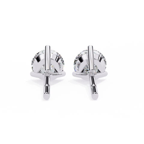 Round 14K Yellow Gold 2.57 CTW Diamond Stud Earrings White Gold