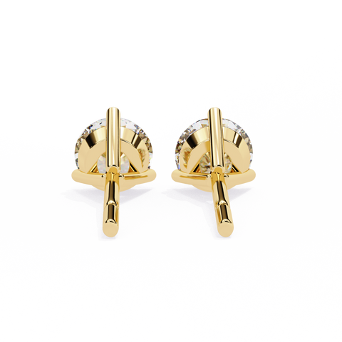 Round 14K Yellow Gold 2.57 CTW Diamond Stud Earrings Yellow Gold