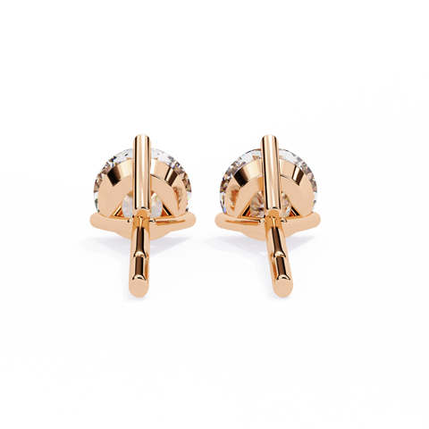 Round 14K Yellow Gold 2.57 CTW Diamond Stud Earrings Rose Gold