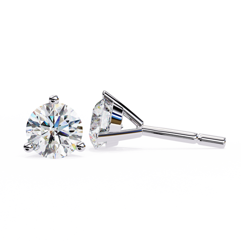 Round 14K Yellow Gold 2.57 CTW Diamond Stud Earrings White Gold