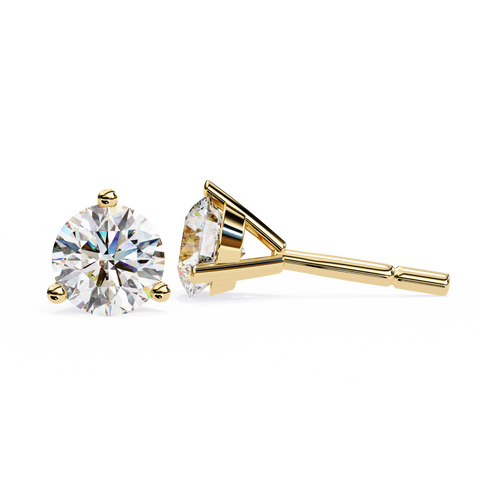 Round 14K Yellow Gold 2.57 CTW Diamond Stud Earrings Yellow Gold