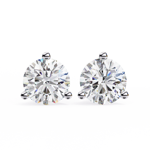 Round 14K Yellow Gold 2.57 CTW Diamond Stud Earrings White Gold