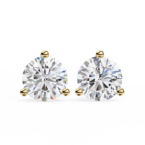 Round 14K Yellow Gold 2.57 CTW Diamond Stud Earrings Yellow Gold