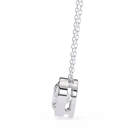 Round 14k Gold Diamond Pendant White Gold