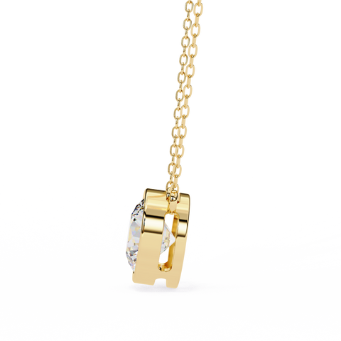 Round 14k Gold Diamond Pendant Yellow Gold