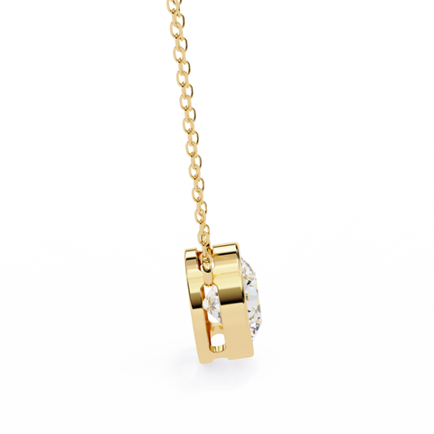 Round 14k Gold Diamond Pendant Yellow Gold