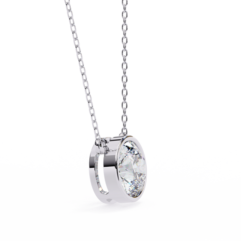 Round 14k Gold Diamond Pendant White Gold